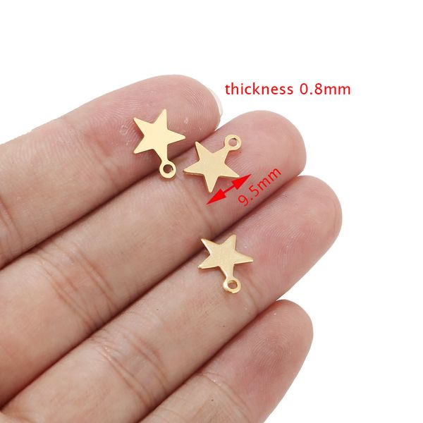 

50pcs 9mm stainless steel gold star shape charm pendant for diy crafting and jewelry making findings accessories, Bronze;silver