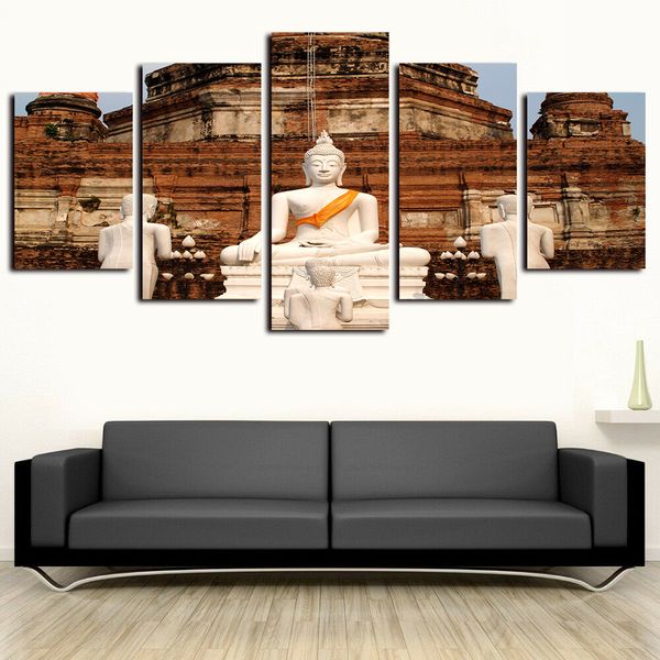 

5 panels canvas wall art white buddha scenic pictures paintings giclee on canvas prints and posters oil paintngs artwork