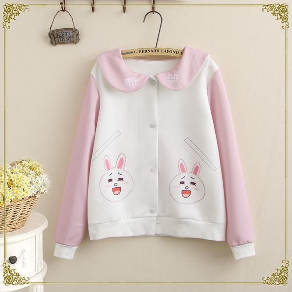 

print sailor collar long sleeve female coat preppy style, Black;brown