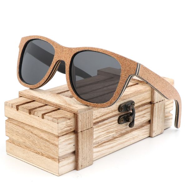 

retro unique cork wooden sunglasses men women variation retro eyewear polarized sunglasses as gift with wooden box, White;black