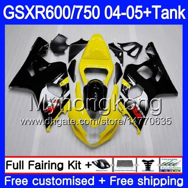 Corpo + serbatoio per SUZUKI GSXR 750 GSX R750 K4 GSXR 600 GSX-R600 04 05 295HM.13 GSXR-750 GSXR600 04 05 GSXR750 2004 2005 giallo nero carenature