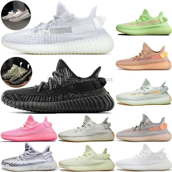 

luxury kanye west clay v2 static reflective gid glow in the dark mens running shoes true form women men sports designer sneakers size 36-48, White;red
