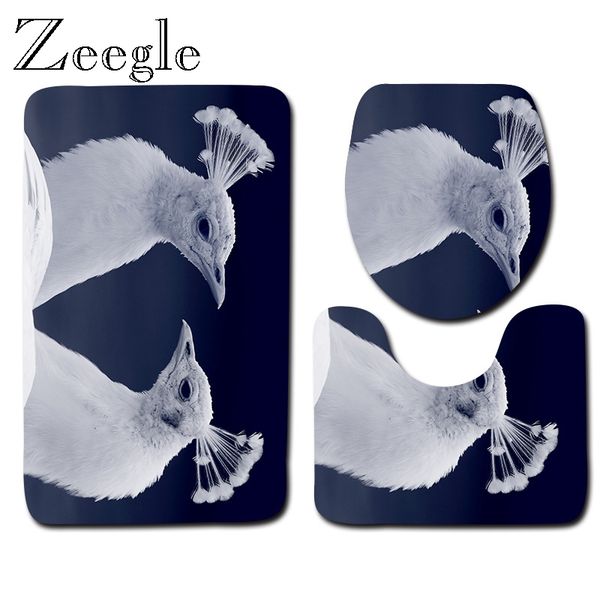 

zeegle printed peacock bathroom bath mat set bathroom floor mats anti slip carpet microfiber bath mat rugs toilet u type rug