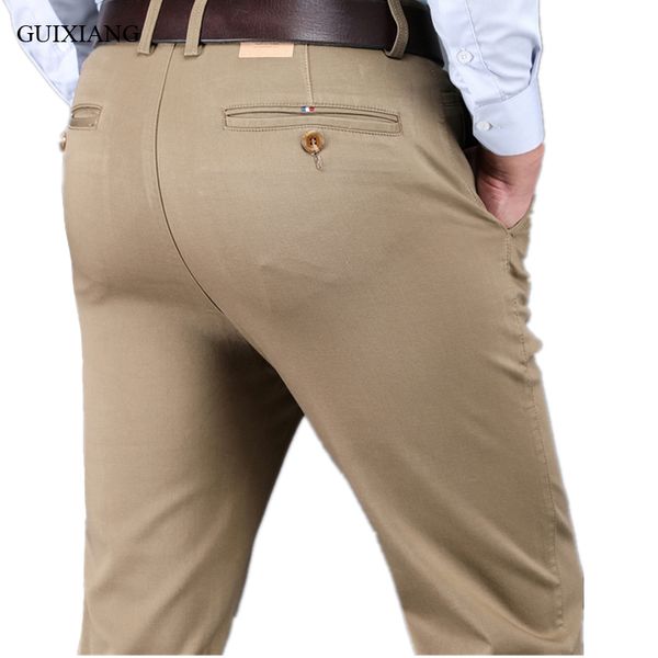 

new arrival style men high-end boutique leisure long pants business casual solid cotton straight full length plus size 30-42, Black