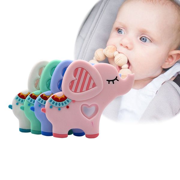 

10pcs/lot bpa chew toys silicone teether elephant teething beads wholesale baby teether animal chewing toy nursing product
