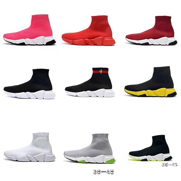 

2019 fashion designer socks men women sneakers shoes black white red pink flat mens trainers runner casual shoe size 36-45