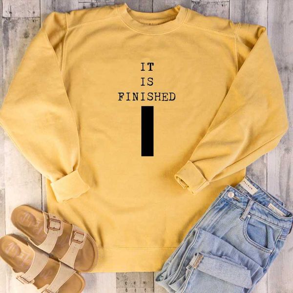 

women's hoodies & sweatshirts cross it is finished christian art sweatshirt funny pure cotton women fashion jumper outfitsÂ graphic pu, Black
