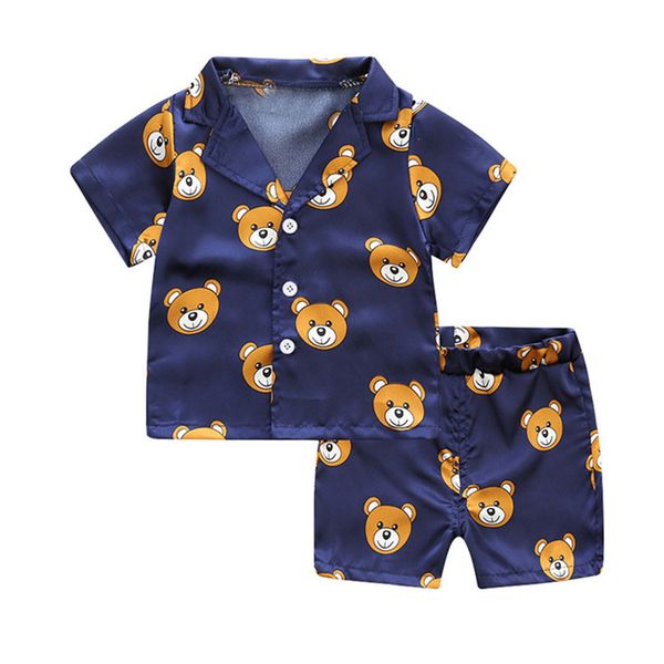 

children pajama sets cute bear girls clothing sets cartoon children short sleeve pajamas 2019 sleepwear baby pajamas set#g3, White