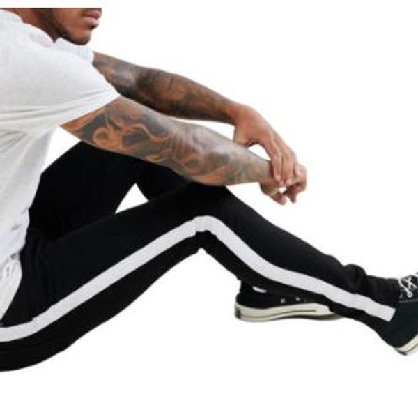 

mens designer striped fashion jeans slim fit street pure color pants light washed new streetwear casual apparels, Blue