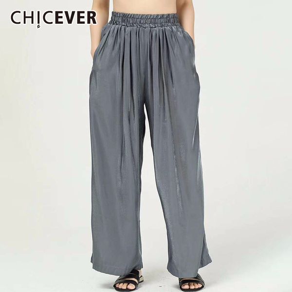 

chicever vintage gold velvet solid trouser for women high waist casual oversized wide leg pants 2020 summer fashion clothing new, Black;white