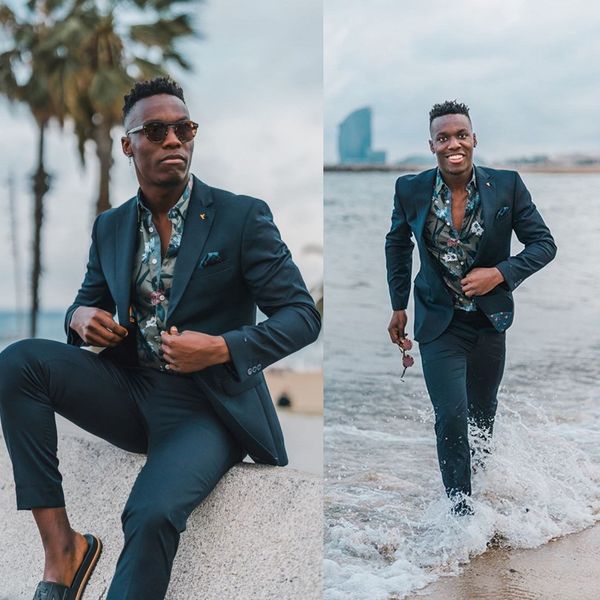 

summer beach groom wedding suits groom slim fit two button formal work prom office blazer jacket(jacket+pants), Black;gray