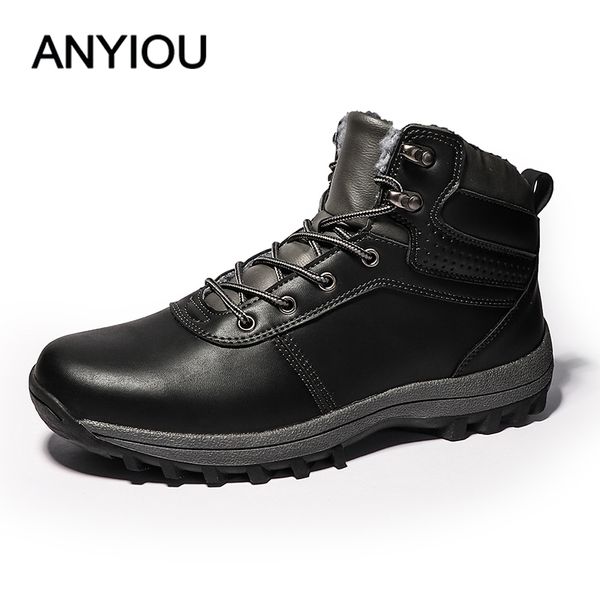 

anyiou 2019 winter cotton shoes outdoor tooling shoes outdoor short boots men's boots tide fashion men's nice, Black