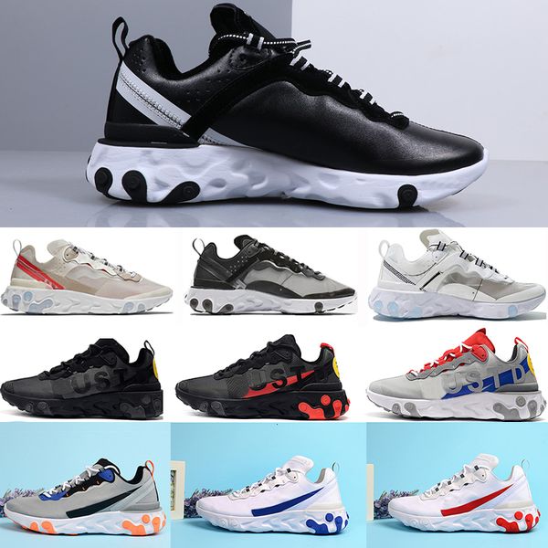 

new react element 87 55 running shoes for men women light bone triple black white royal solar red mens trainers sports sneaker runner 36-45