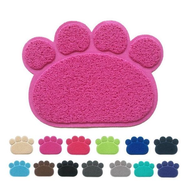 

cute paw shape dog cat feeding mat pad pet dish bowl food water feed placemat puppy bed blanket table pvc mat