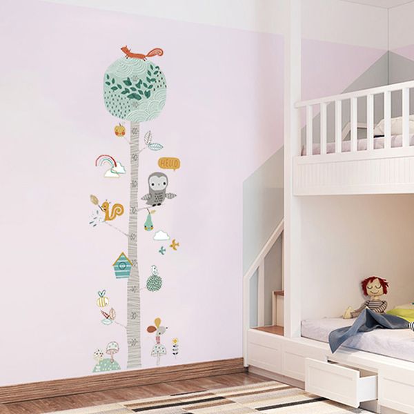 

1pc diy forest animal trees measure height wall sticker decor children height measure mural decals nursery lovely wallpaper