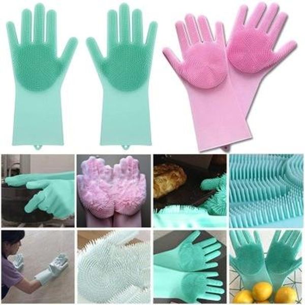 

2020 волшебная силиконовая щетка перчатки для мытья посуды кухонные чистые многоцелевые домашние перчатки для мытья домашних животных