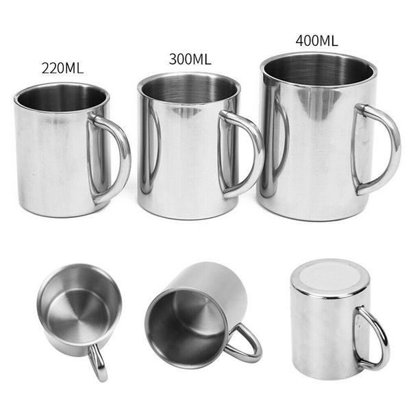 

1pcs useful 220ml 300ml 400ml stainless steel portable mug cup double wall travel tumbler coffee mug cup wholesale drop ship
