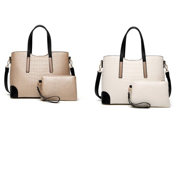 

2pc bag 2019 fashion women's solid color large capacity leather shoulder bag handbag comfortable canvas material quality new 95