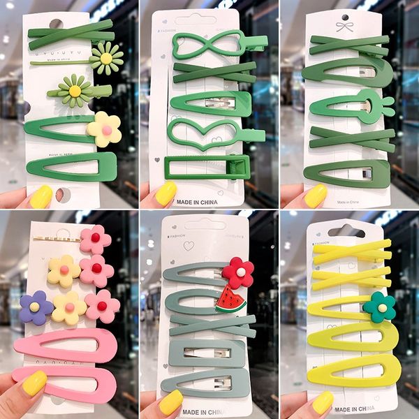 

korean candy color flower clips set women hairpins hair clip pin barrettes accessories for girls hair ornament hairclip headwear, Golden;white