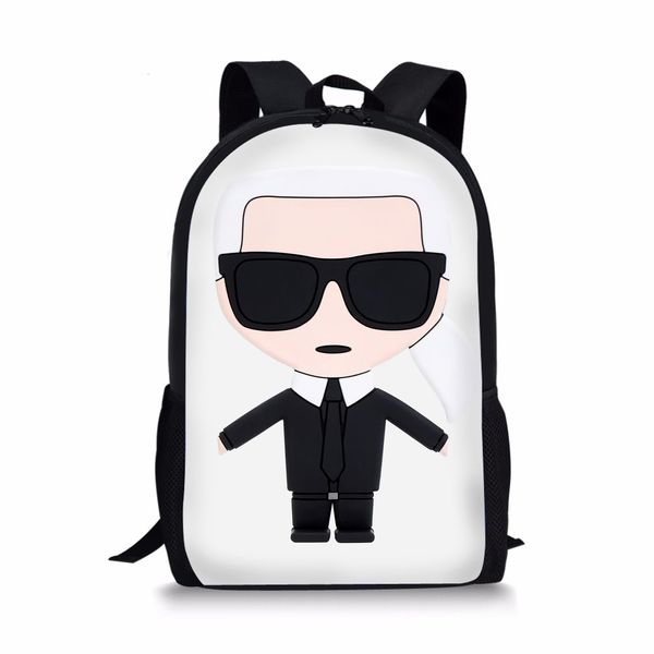 

elviswords fashion children's backpack karl lagerfelds designer pattern school book bags students backpack/messenger bag/pen bag