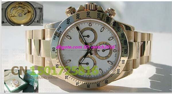

luxury watch swis s eta 2836 18k yellow gold white #116528 automatic mens watch fashion men's watches, Slivery;brown