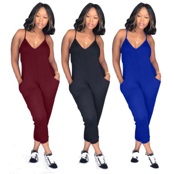 

women summer bodycon bodysuit rompers party solid color sleeveless slim halter jumpsuit one piece outfits playsuit overalls suspender pant, Black;white