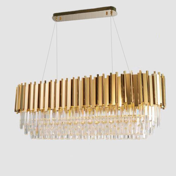 

modern crystal lamp chandelier for living oval luxury gold round stainless steel line led chandeliers lighting
