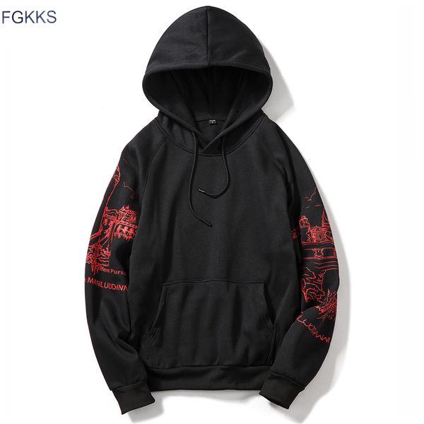 

2020 fgkks print men's hoodies sweatshirts autumn mens hip hop fashion casual male hoodies sweatshirts eu size, Black