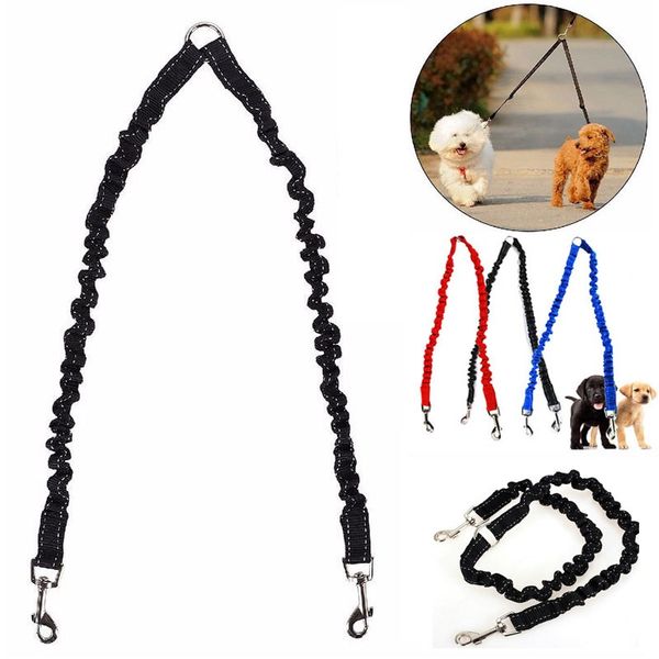 

pet dog coupler bungee leash double walking lead elastic two dogs leash splitter rope pet animals chain strap accessories fa2291