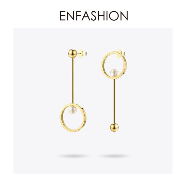 

enfashion imitation pearl and ball dangle earrings rose gold color dot earings drop earrings for women long earring jewelry, Silver