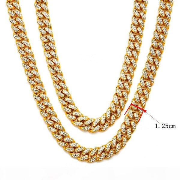 

fashion hip hop necklace jewelry new iced out gold chains for men gold silver miami cuban link chains k5609