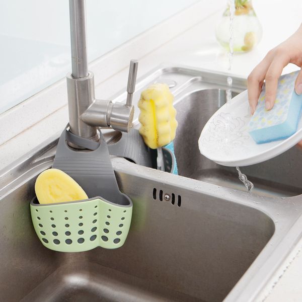 

adjustable snap sink soap sponge holder storage drain rack kitchen hanging drain basket rack holder shelf bathroom organizer