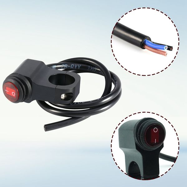 

black universal 12v 16a motorcycle waterproof handlebar headlight fog spot light on off switch aluminum-alloy