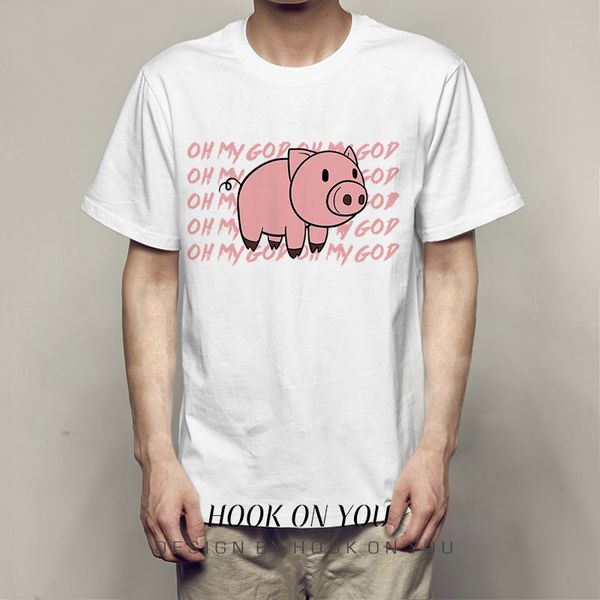 

личность футболка мужчины и женщины прекрасный лаконичный свинья печати молодежи мужчины и женщины студенческий стиль 2019 прилив, White;black