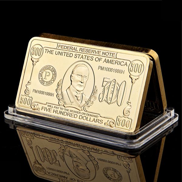 

federal reserve note united states of american 500 dollar 24k gold bar metal gold plated souvenir bars