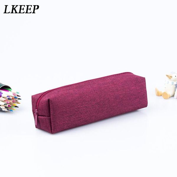 

2019 new simple women cosmetic bag case large capacity solid zipper student pencil case portable make up bags canvas makeup bag