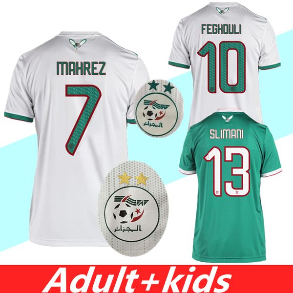 

african champion 2019 2 star algeria soccer jerseys afcon mahrez brahimi bounedjah bouazza 19 20 algerie jersey football shirts, Black;yellow