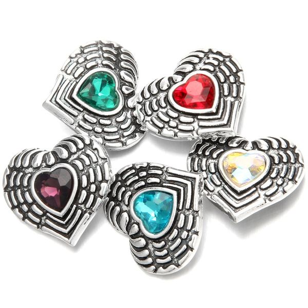 

noosa chunks love heart snap button jewelry rhinestone flower snap charms diy 18mm snap buttons bracelet necklace for women