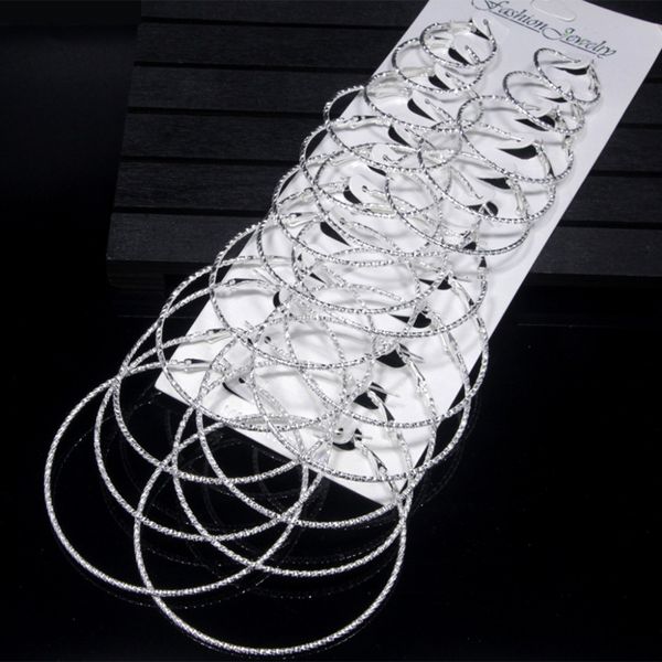 

javrick 12 pairs/set silver trendy hoop earrings for women girl jewelry circle fashion gold silver charm shiny female 2018, Golden;silver