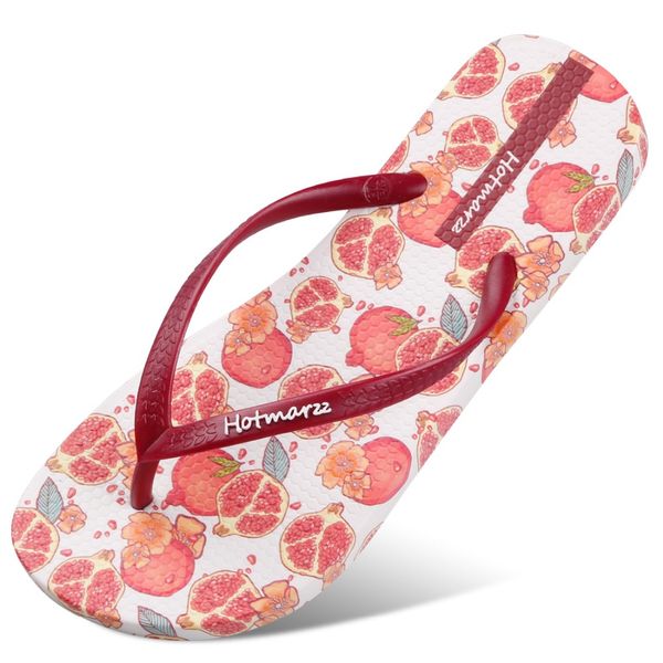 

arzz women's sweet flowers pattern summer beach slippers tong sandals flat slides, Black