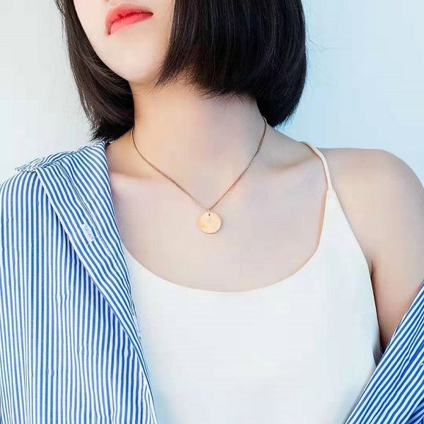 

chinese characters meet pendant necklace for women luxury designer love pendants stainless steel rose gold choker necklace gf jewelry gift, Silver