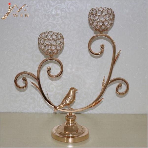 

2-arms metal candelabras 54 cm tall shiny golden candlesticks wedding bird patter candle holder home l decoration