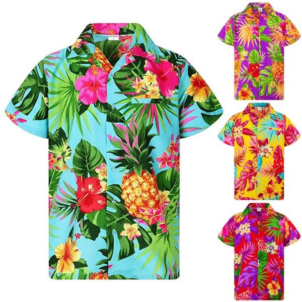 

2020 new arrivals print brand shirt mens ethnic style printing short sleeve loose buttons casual shirt blouse hawaiian, White;black