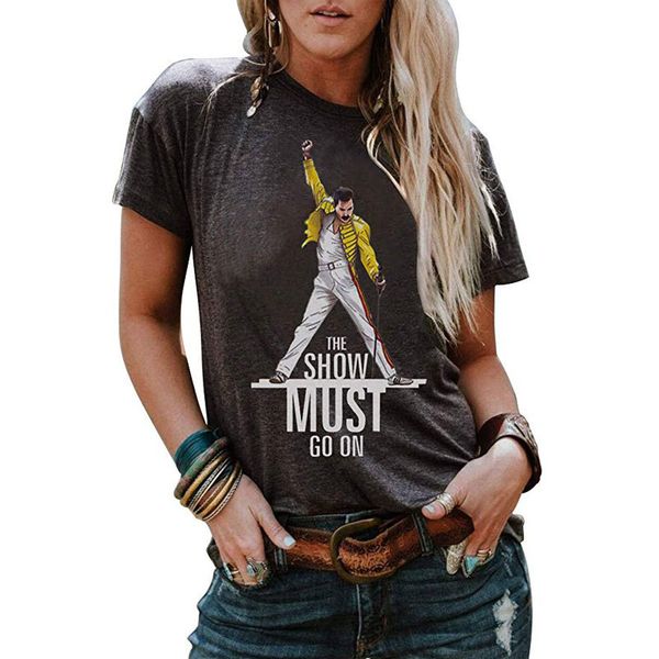 

женские блузки шоу должно продолжаться письма печатных короткими рукавами футболки, White