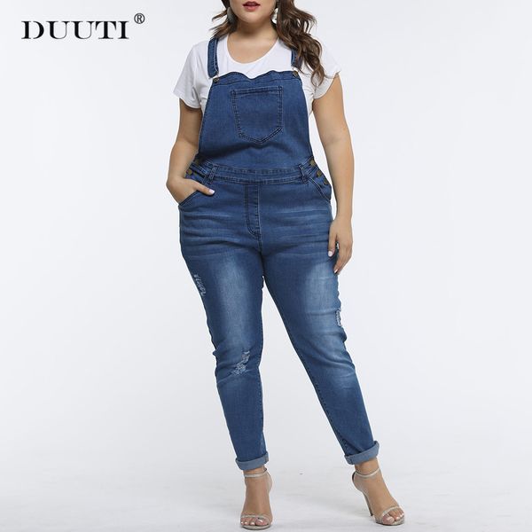 

duuti jeans bib pants women spring autumn pockets loose wild style age-reducing casual large size streetwear denim overalls d25, Blue