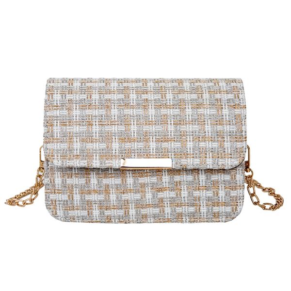 

women's bag shoulder bag simple small square wild chain messenger stitching buckle fashion handbag#t2