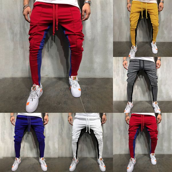 

men's sweatpants men casual solid hip hop pants fashion casual loose drawstring slim fit trousers size:m-3xl, Black