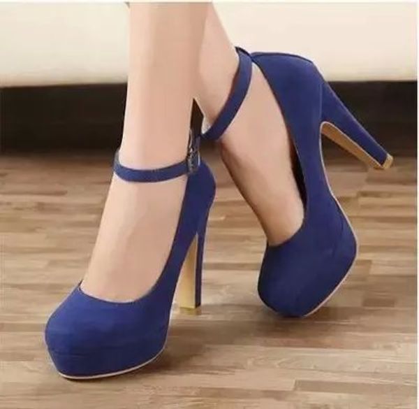 

primavera otoÃ±o mujeres bombas zapatos mujer zapatos de boda mujer damas hebilla correa gladiador tacones altos zapatos de mujer, Black
