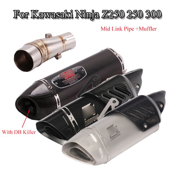 

ninja z250 250 motorcycle full set exhaust muffler pipe mid link pipe connect muffler tube tip for kawasaki ninja 300 250 bike