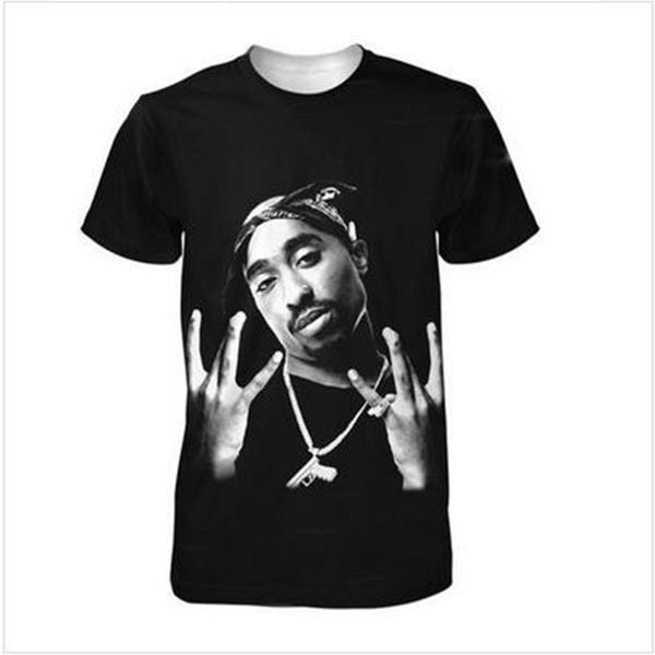 

летний стиль мужчины женщины моды с коротким рукавом tupac 2pac смешные футболки 3d-печать повседневный футболки ql061, White;black